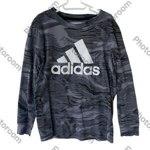 ADIDAS BOYS GRAY SWIRLY DESIGN LONG SLEEVE SHIRT SIZE 7